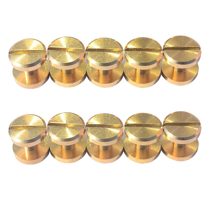 DGOL 50 Pairs Brass Backscrews Golden Leather Fasteners Sturdy Binding Rivets Belt Strap Collar Back Screws PU Studs Length (0.158 inch (4mm)) - Image 1